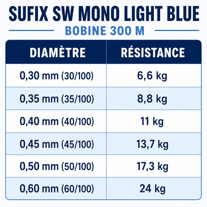 Nylon Sufix SW Mono Light Blue 300 m
